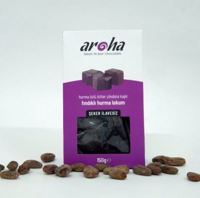 Aroha %85 Bitter Çikolatalı Fındıklı Hurma Lokum 150g