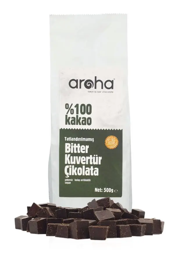Aroha - Aroha Kuvertür %100 Kakao - Bitter 500g