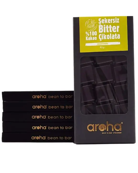 Aroha Çikolata %100 Kakao Bitter Çikolata 80g