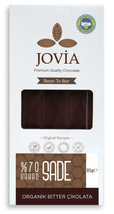 Jovia - Jovia Organik %70 Bitter Sade Çikolata 85g