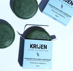 Krijen - Krijen Canlandırıcı Etkili Spirulina - Hamamelis Yüz ve Vücut Temizleme Barı 95g