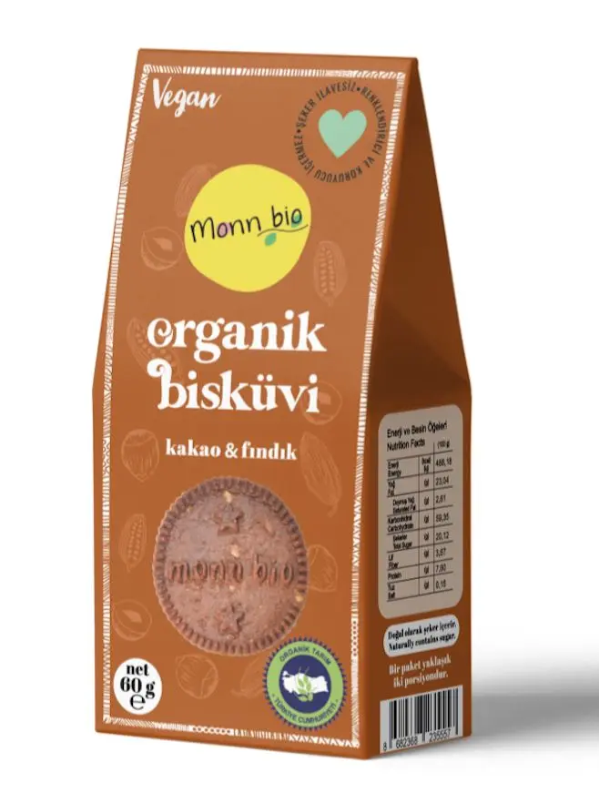 Monn Bio - Monn Bio Organik Kakaolu Fındıklı Bisküvi 60g