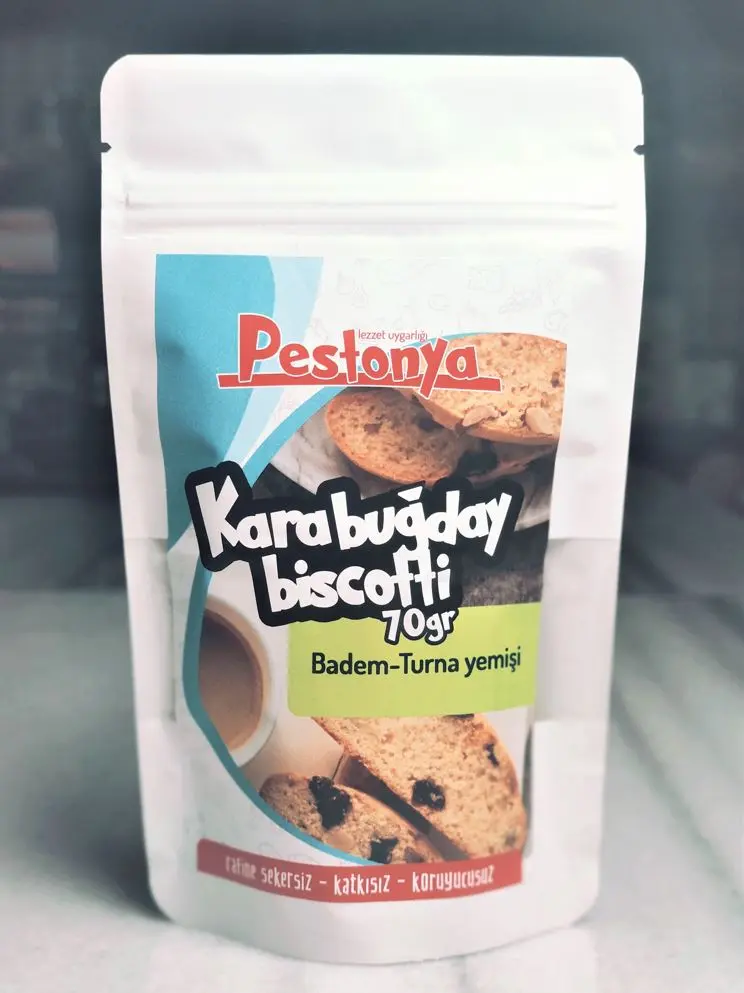 Pestonya Karabuğday Biscotti - Badem Turna Yemişi 70g