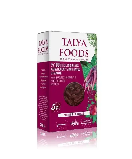 Talya Foods - Talya Foods Filizlendirilmiş Glutensiz Karabuğday - Mor Havuç - Pancar Makarna 200g