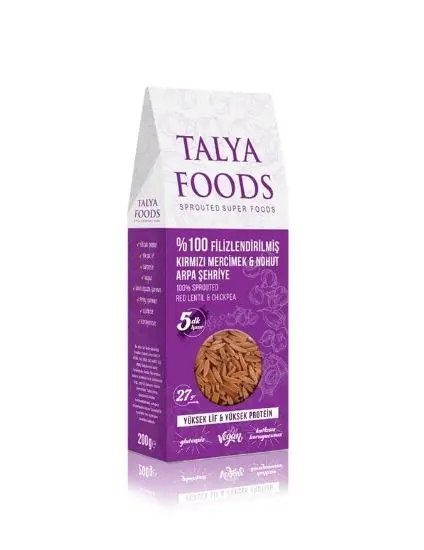 Talya Foods Filizlendirilmiş Glutensiz Kırmızı Mercimek - Nohut Arpa Şehriye 200g