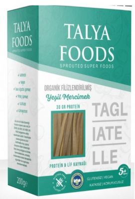 Talya Foods Organik Filizlendirilmiş Yeşil Mercimek Tagliatelle Makarna 200g