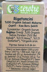Zerotre Rigatoncini Organik Bal kabaklı Havuçlu Domatesli Penne Durum Buğdaylı - Thumbnail